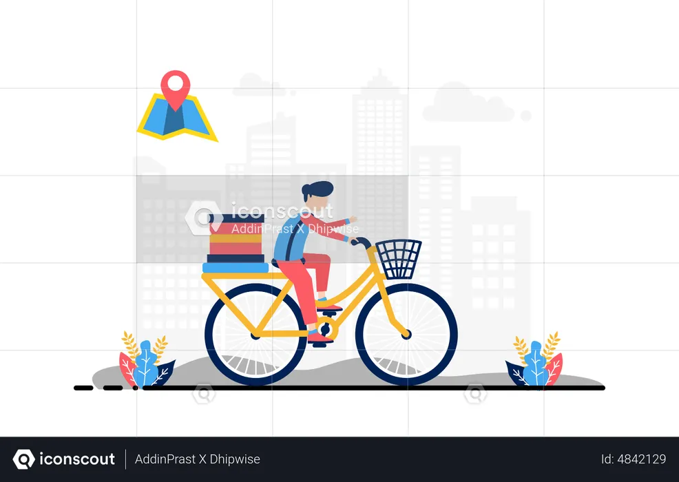 Delivery boy ride bicycle  Illustration