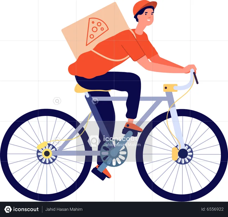 Delivery Boy Riding Bicycle  Illustration
