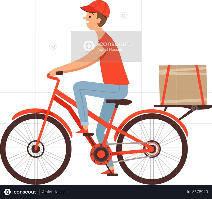 Premium Vector  Delivery man riding red scooter illustration
