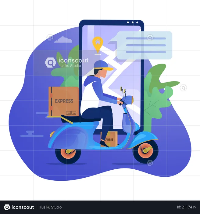 Courier delivering package  Illustration