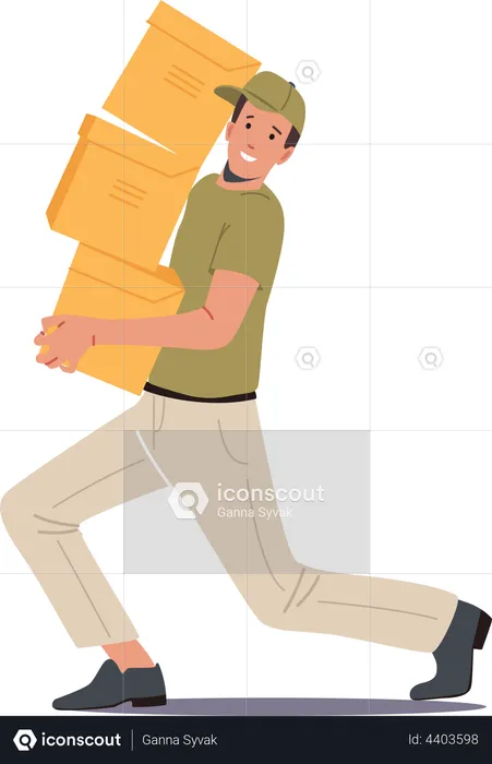 Delivery boy with boxes  Illustration