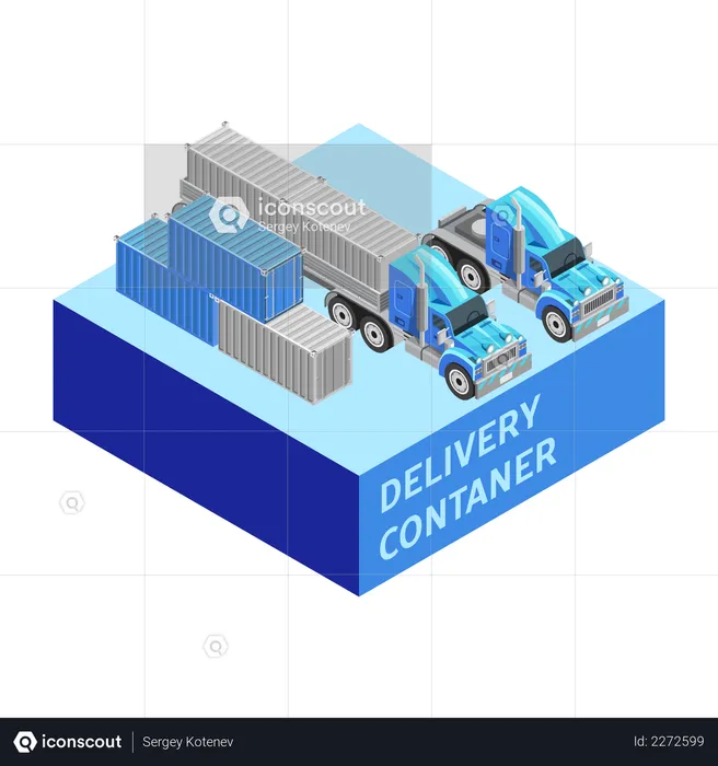 Delivery container and truck  Illustration