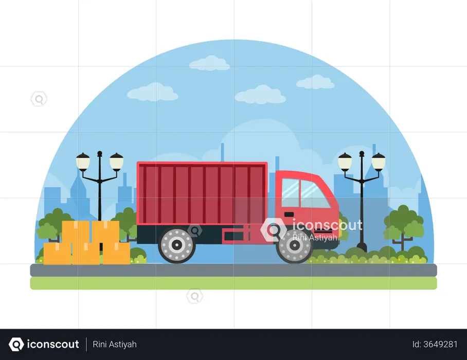 Delivery Container Truck  Illustration