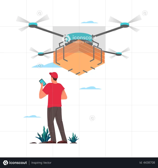 Delivery drone with package  Illustration