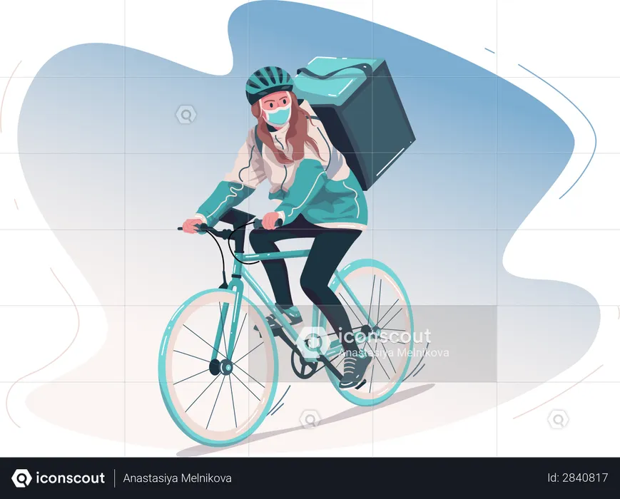Delivery girl going to deliver courier  Illustration
