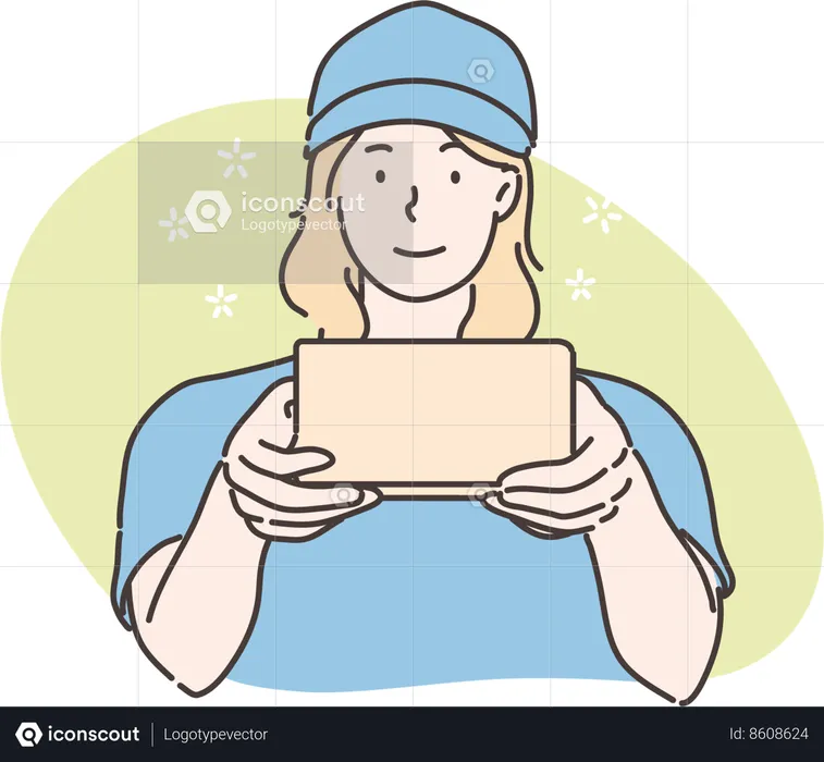 Delivery girl is delivering orders  Illustration