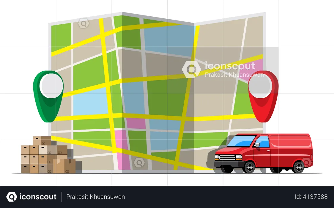 Delivery GPS tracking location  Illustration