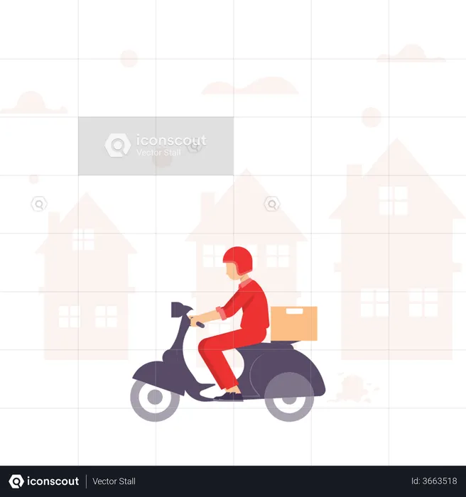 Delivery guy delivering parcel home to home  Illustration