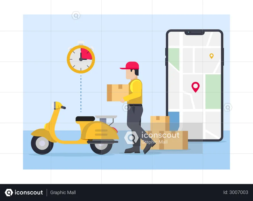 Delivery guy going to deliver parcel  Illustration