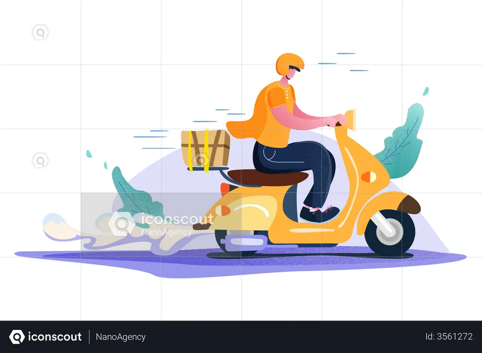 Delivery guy on vehicle  Illustration