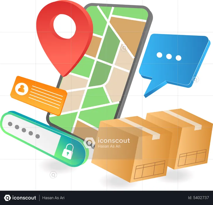 Delivery location tracking app  Illustration