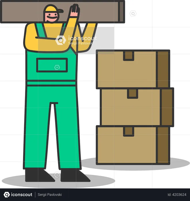 Delivery man carry delivery boxes  Illustration