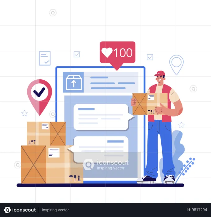 Delivery man carrying  cargo  Illustration