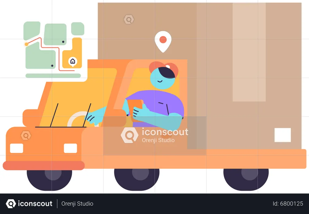 Delivery Man choose routes from maps  Illustration