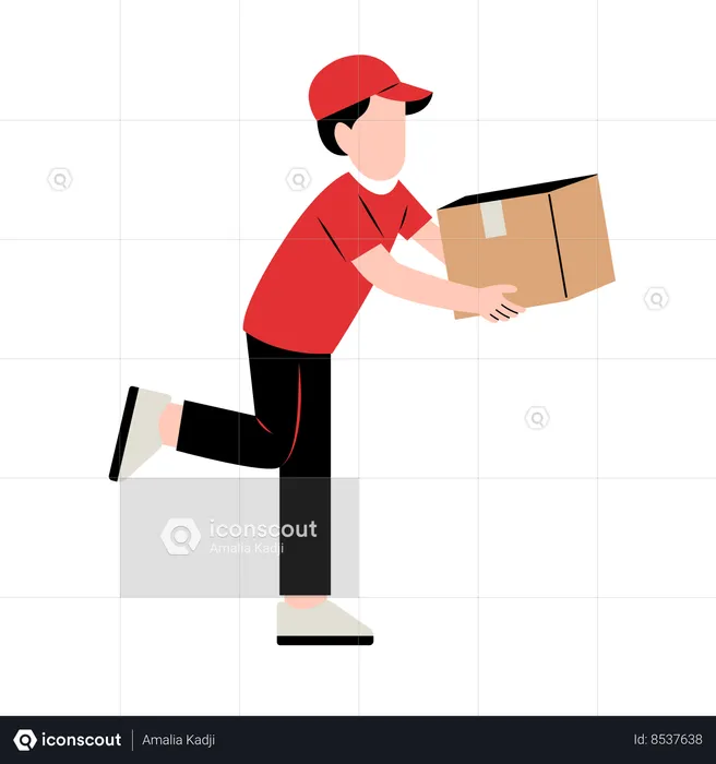 Delivery Man delivered Box  Illustration