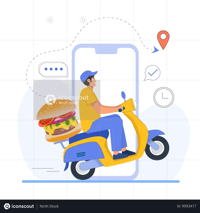 Delivery man delivering food order  Illustration