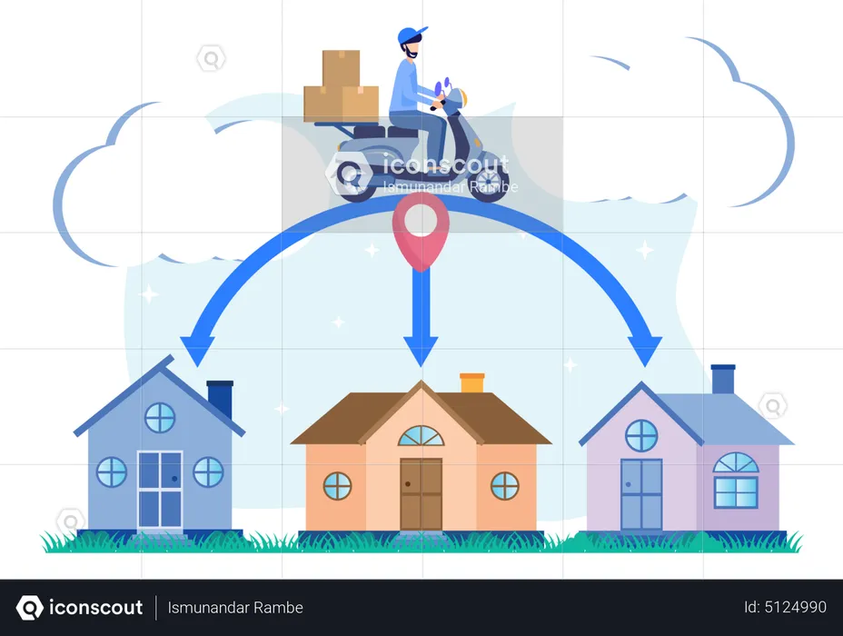 Delivery man delivering home to home  Illustration