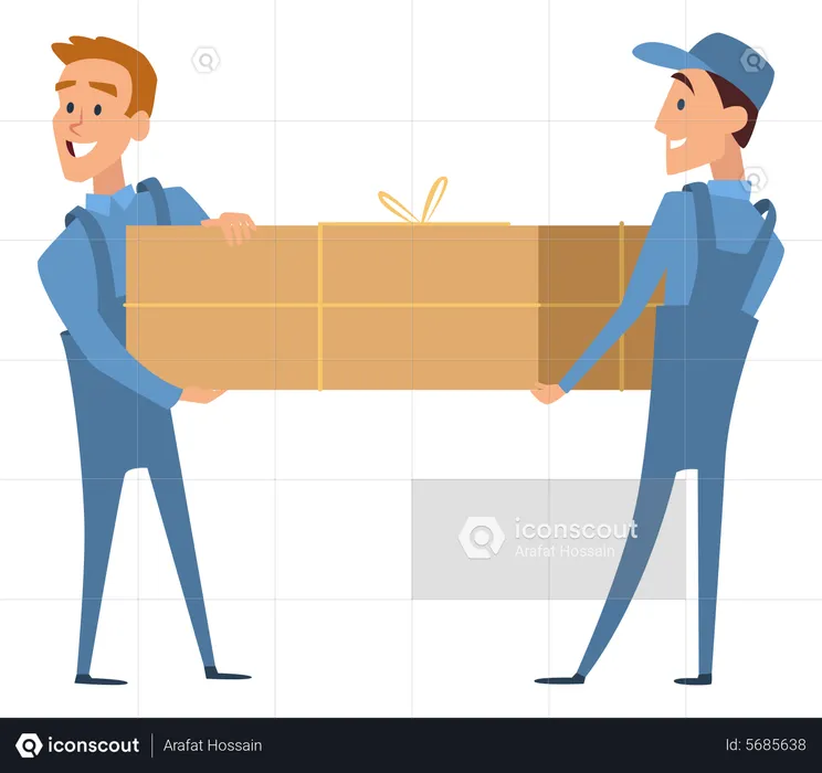 Delivery man delivering huge box  Illustration