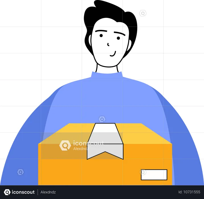 Delivery man delivering product at right address  Illustration