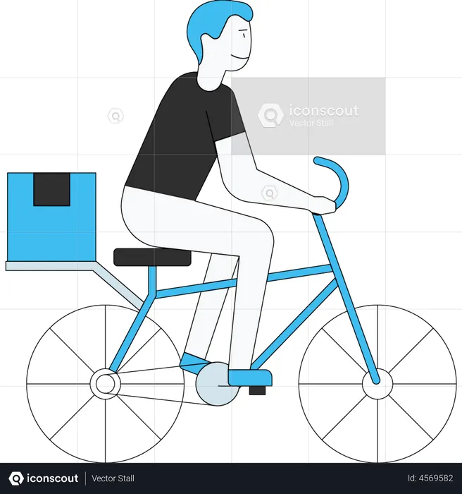 Delivery man delivering via bicycle  Illustration
