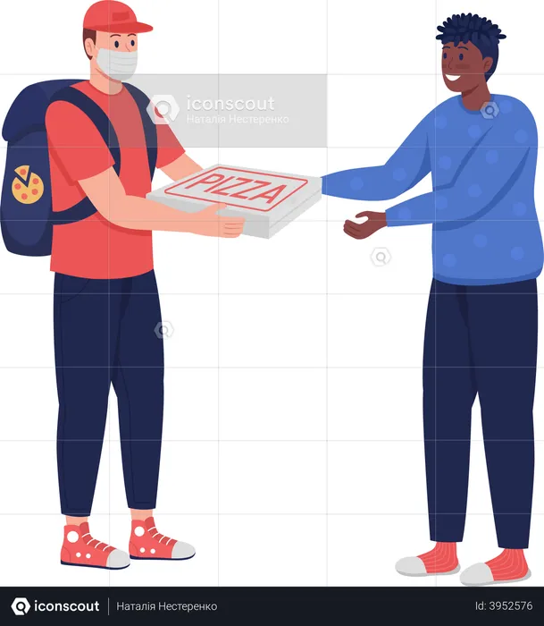 Delivery man giving pizza  Illustration