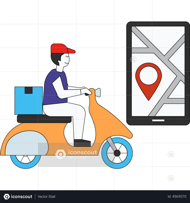 Delivery man going to delivery location  Illustration