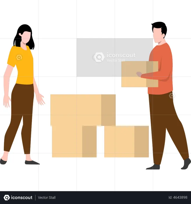 Delivery man handling delivery packages  Illustration