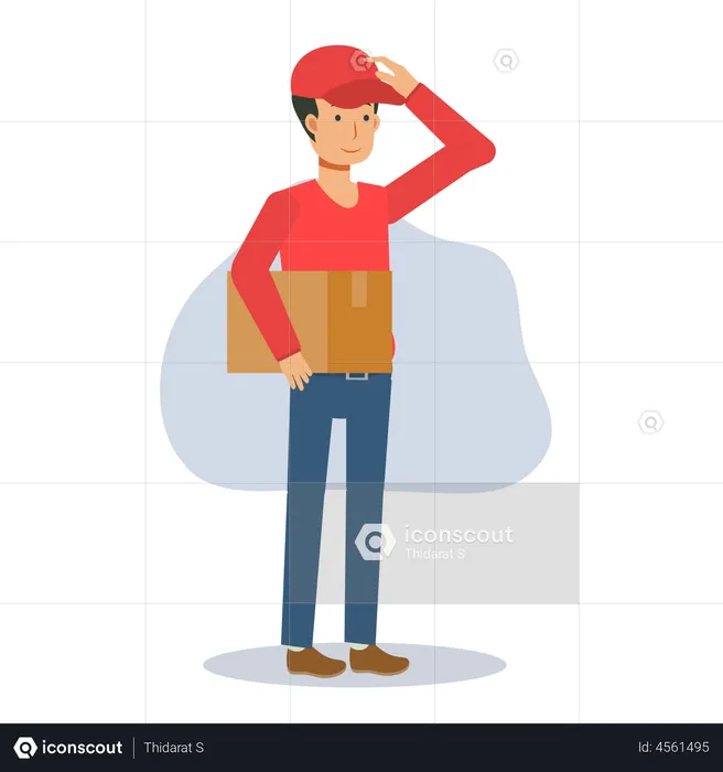 Delivery man holding a box  Illustration