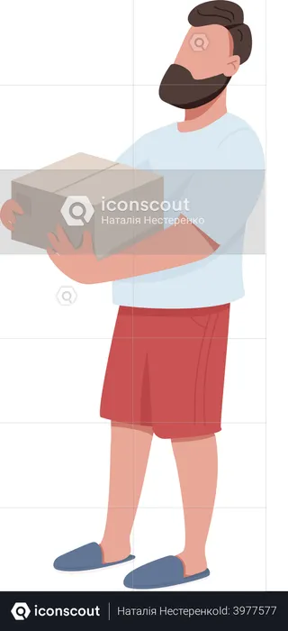 Delivery man holding box  Illustration