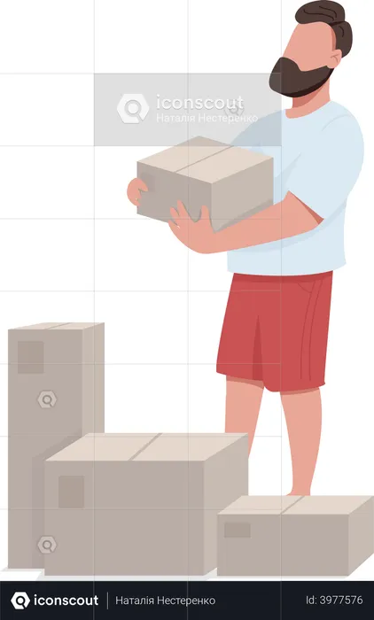 Delivery man holding boxs  Illustration
