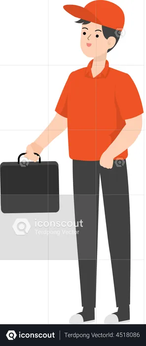 Delivery Man Holding Briefcase  Illustration