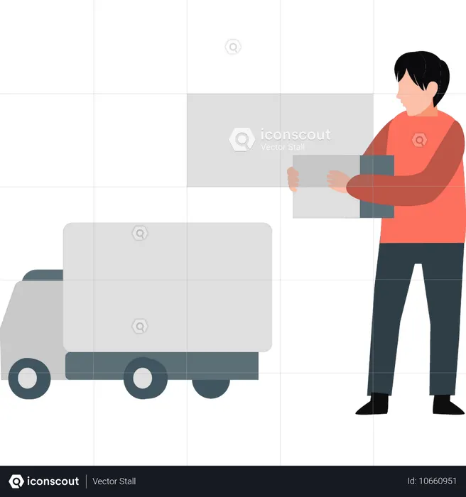 Delivery man holding package box  Illustration