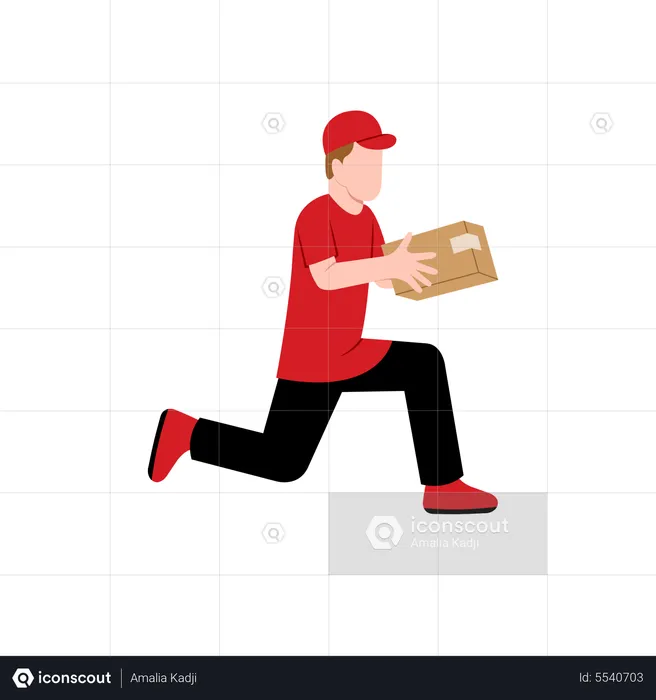 Delivery man is running with box  Illustration