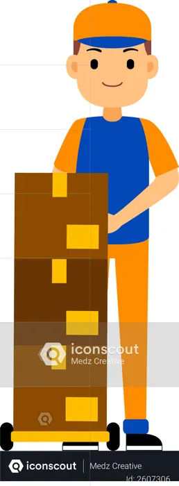 Delivery Man is standing with a bunch of parcels  Illustration