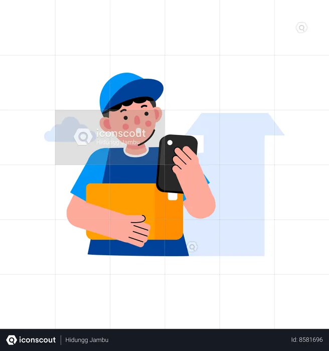 Delivery man looking for address  Illustration