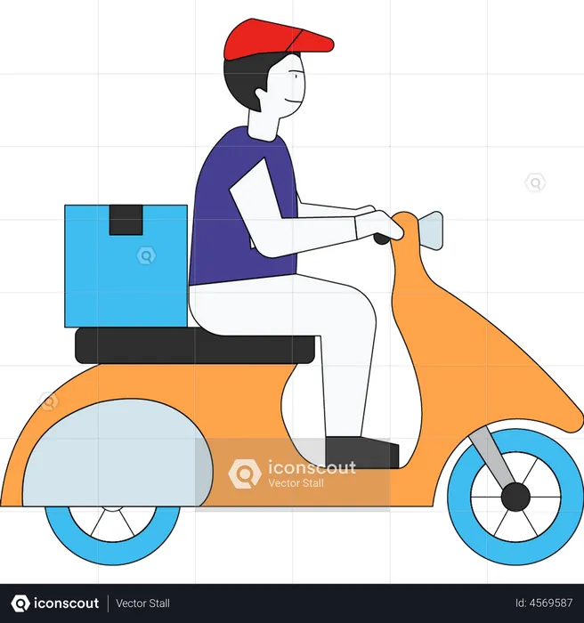 Delivery man on scooter  Illustration