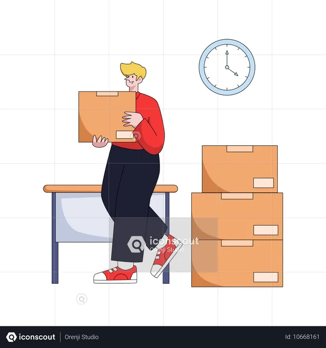 Delivery man picking up delivery  Illustration