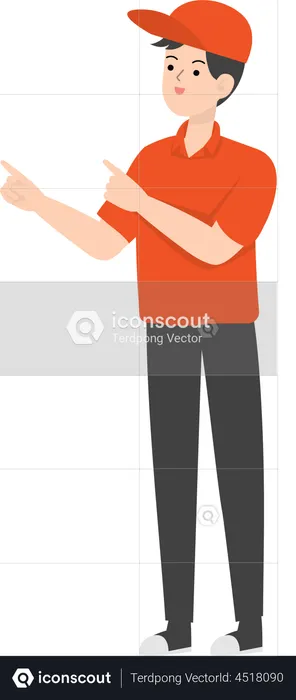 Delivery Man Pointing  Illustration