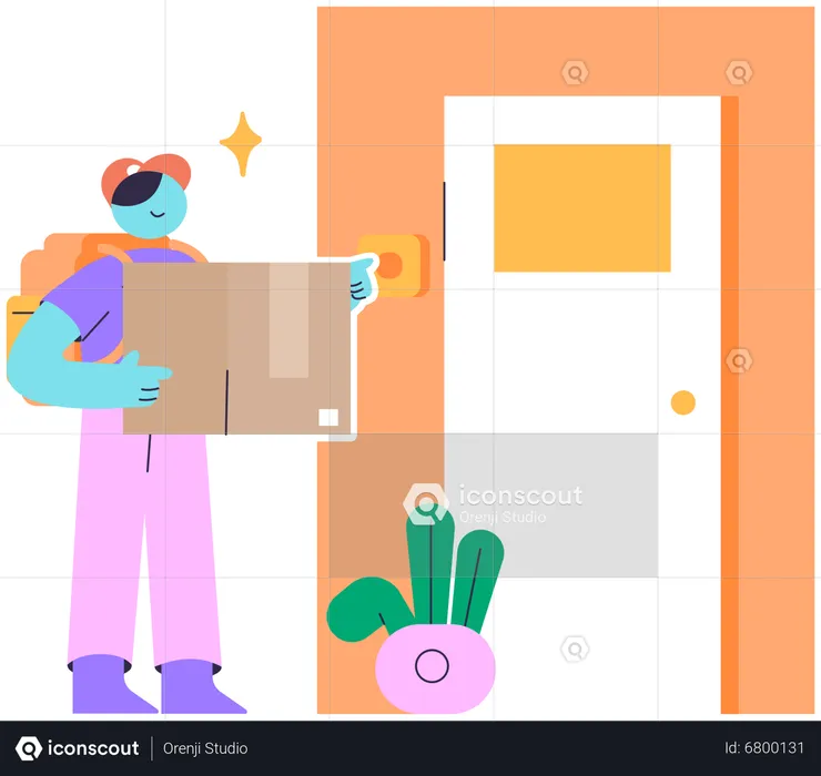 Delivery man provide home door delivery  Illustration