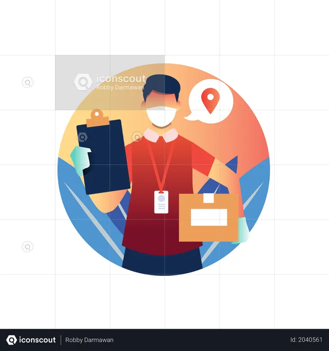 Delivery man reached location  Illustration