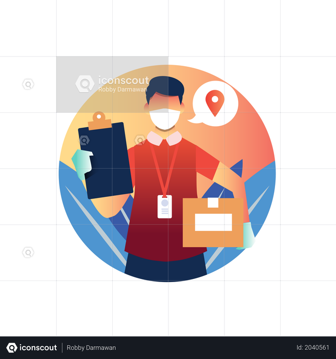 Delivery man reached location Illustration