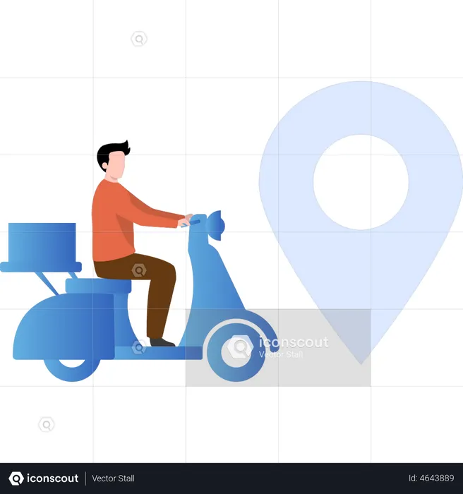 Delivery man reaching towards delivery location  Illustration