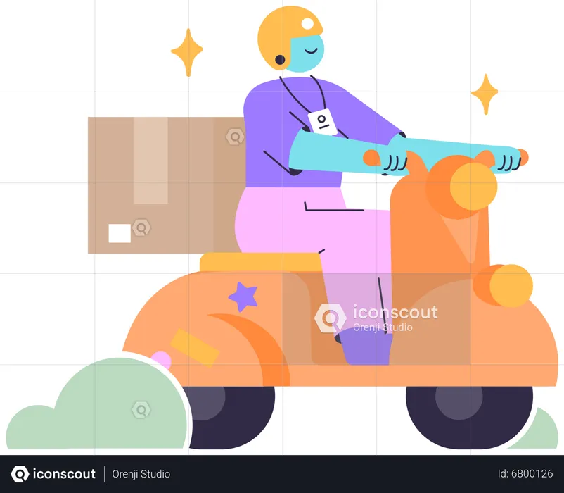 Delivery Man Riding scooter  Illustration