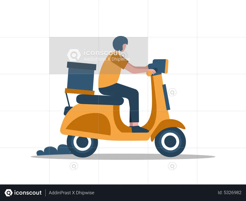 Delivery man riding scooter  Illustration