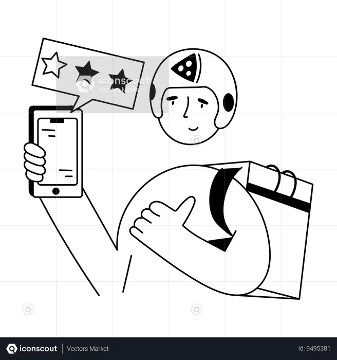 Delivery man showing Delivery Feedback  Illustration