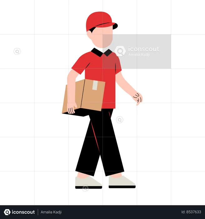Delivery Man walking with Package  Illustration