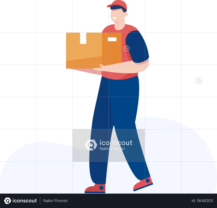 Delivery man with box  Illustration