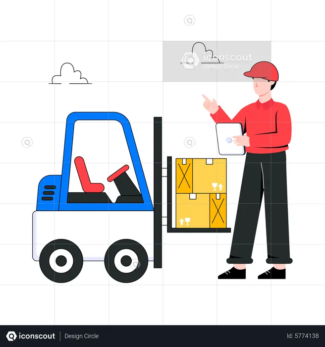 Delivery man with Forklift Truck  Illustration