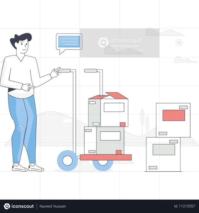 Delivery man with forklift truck  Illustration