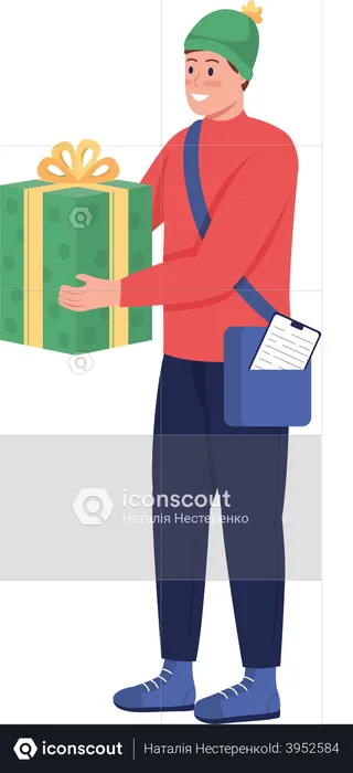 Delivery man with gift  Illustration
